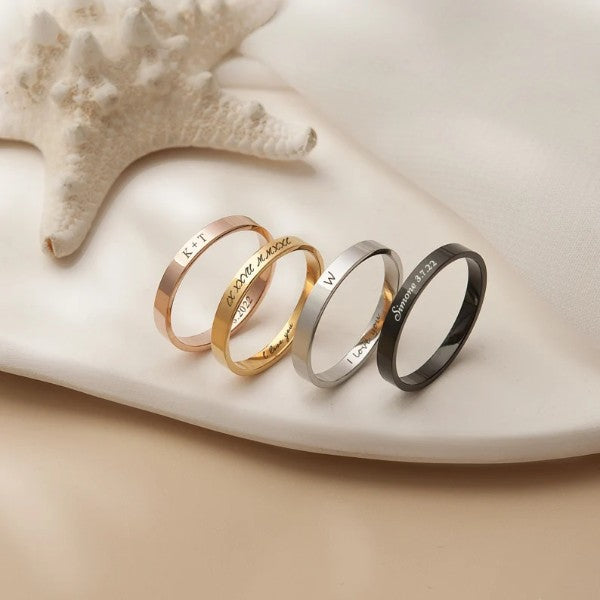 Inside and Outside Engraved Roman Numeral Ring