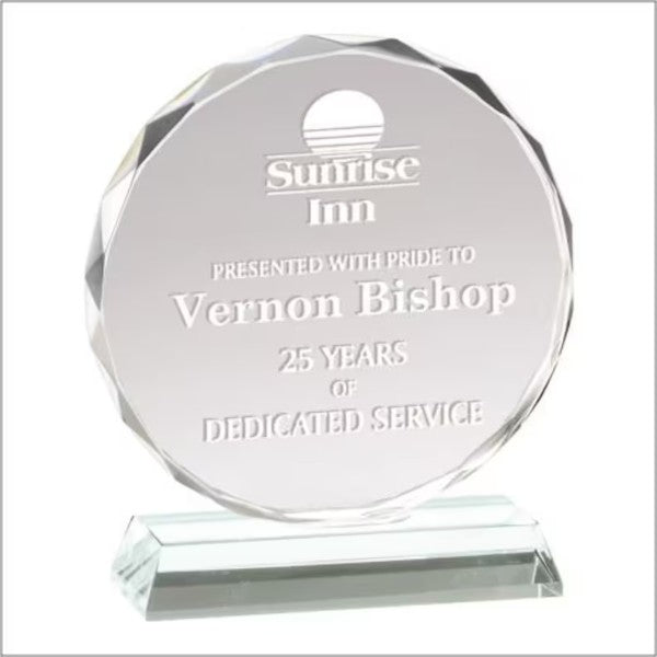 Laser Engraved Clear Crystal Award Outstanding Achievement